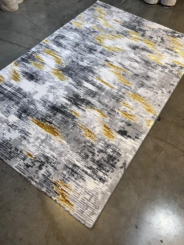 Modern Abstract Rug with Metallic Accents