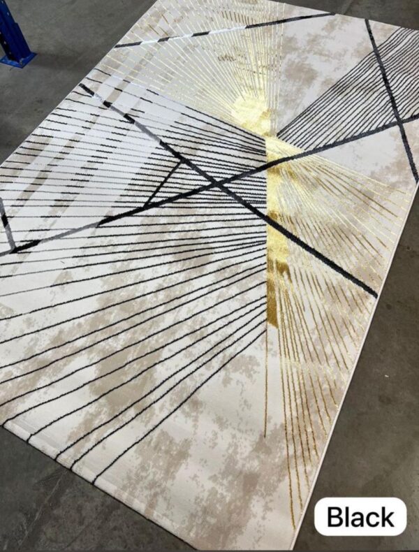 Contemporary Geometric Rug with Gold Accents