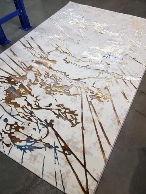 Metallic Abstract Rug with Intricate Patterns