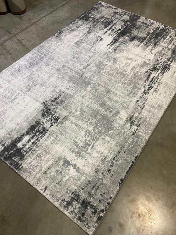 Textured Abstract Rug in Black and White