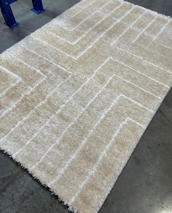 Textured Chevron Rug in Cream