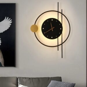 BLACK CIRCLE WALL CLOCK WITH LIGHT