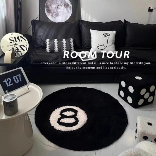 BLACK CIRCLE RUG 80CM-002